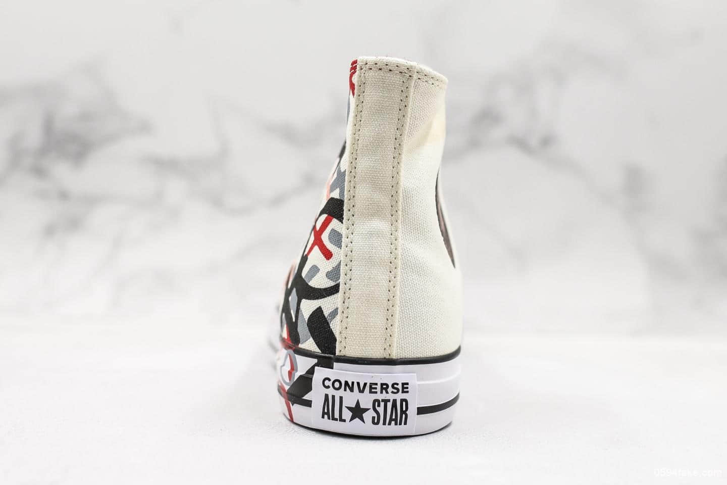 匡威Converse Chuck Taylor XXOO男生女生涂鸦联名款印花真标硫化高帮帆布鞋 货号：159713C
