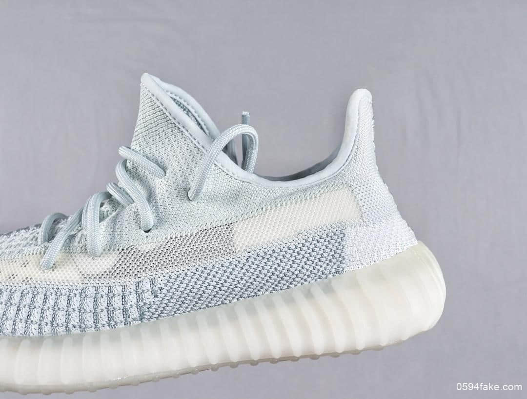 阿迪达斯Yeezy 350 Boost V2 Citrin Reflective椰子OG纯原全新冰蓝渐蓝拼接满天星侃爷椰子跑步鞋 货号：FW3043