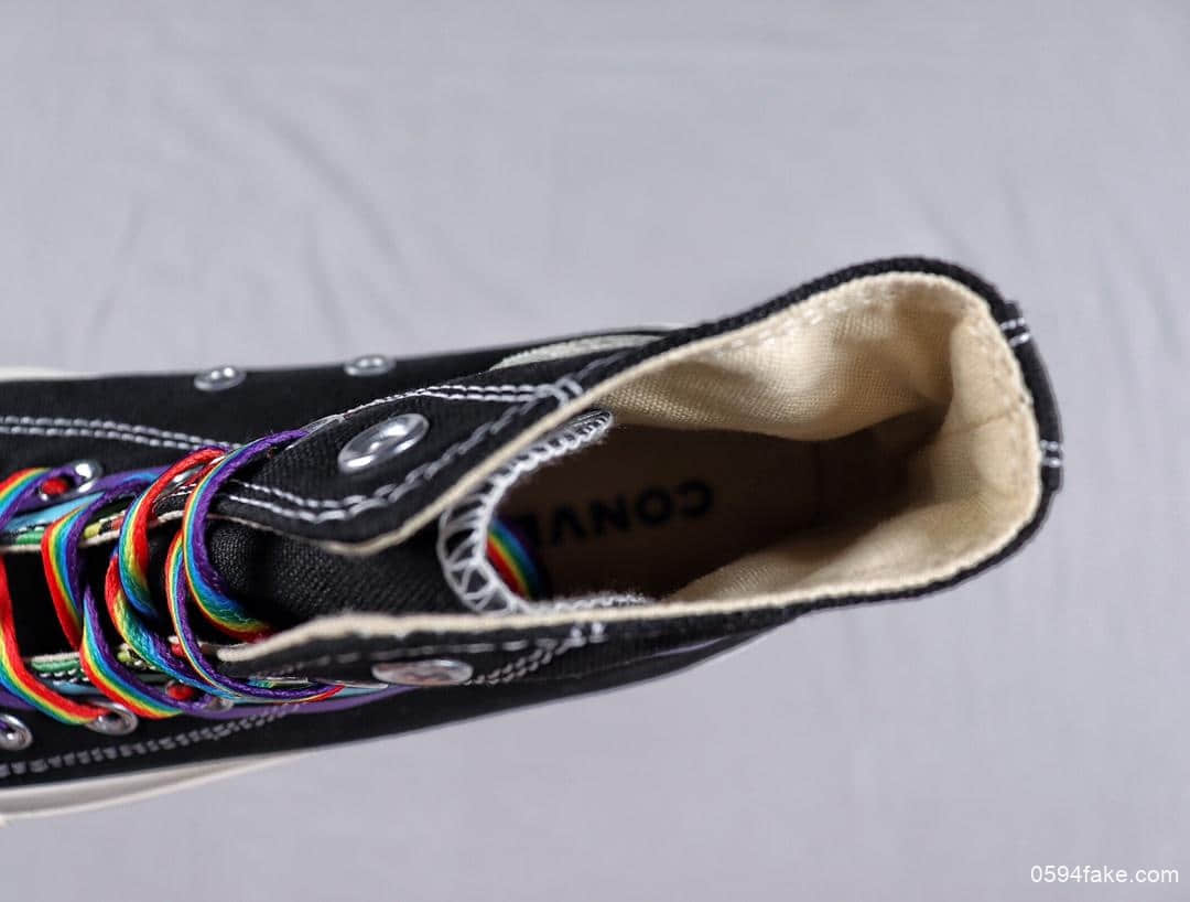 匡威Converse Chuck Taylor pride主题月彩虹底黑面帆布鞋真标高品质硫化蓝底 货号:165719C