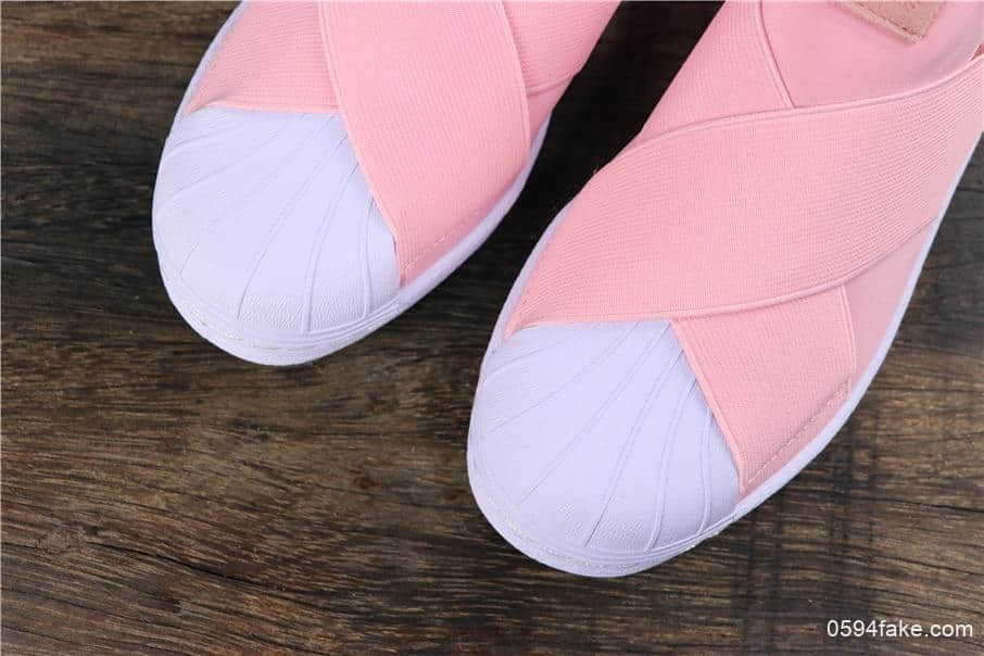 阿迪达斯Adidas SUPERSTAR SLIP ON W S公司级贝壳头十字交叉绑带一脚蹬 货号:S76408
