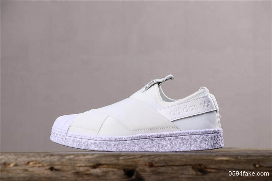 阿迪达斯Adidas SUPERSTAR SLIP ON W S贝壳头公司级交叉绑带全白白山联名款区别市面通货版本 货号:S81338