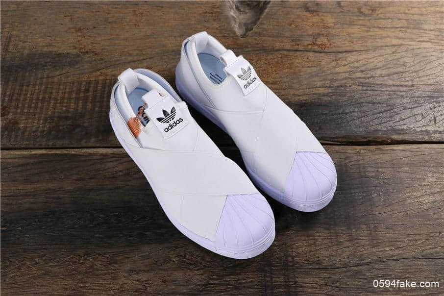 阿迪达斯Adidas SUPERSTAR SLIP ON W S贝壳头公司级交叉绑带全白白山联名款区别市面通货版本 货号:S81338