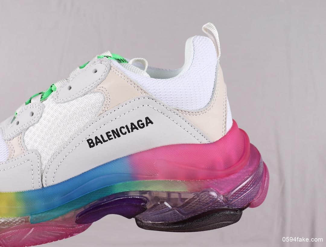 巴黎世家Balenciaga Triple S气垫老爹鞋彩虹官方纯原版本正确字体电绣 货号:541624W09E11895