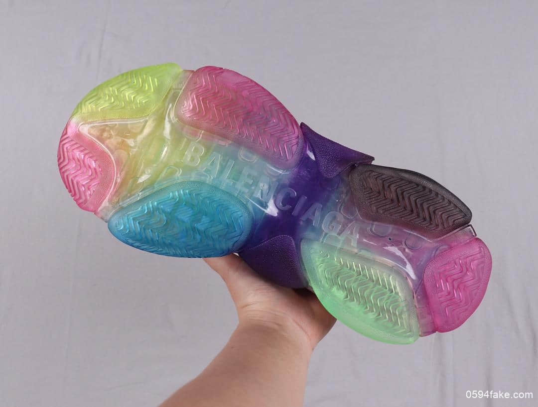 巴黎世家Balenciaga Triple S气垫老爹鞋彩虹官方纯原版本正确字体电绣 货号:541624W09E11895