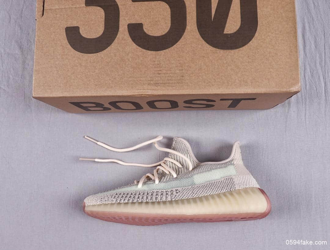 阿迪达斯Adidas YEEZY BOOST 350 V2 Citrin Reflective百搭轻便爆米花中底休闲运动慢跑鞋OG纯原镂空柠檬素浅黄拼接满天星 货号：FW5318