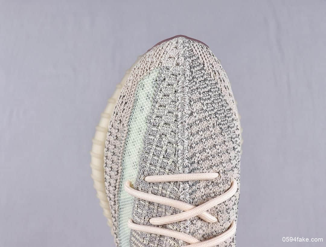 阿迪达斯Adidas YEEZY BOOST 350 V2 Citrin Reflective百搭轻便爆米花中底休闲运动慢跑鞋OG纯原镂空柠檬素浅黄拼接满天星 货号：FW5318