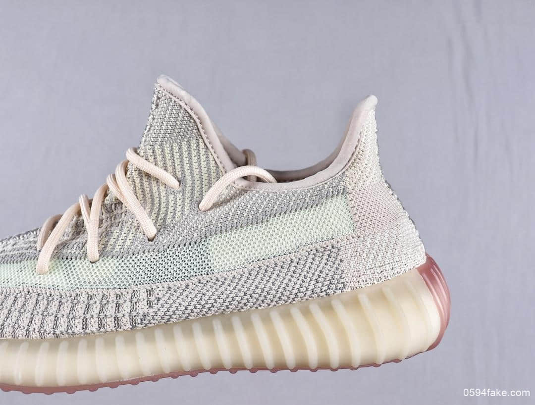 阿迪达斯Adidas YEEZY BOOST 350 V2 Citrin Reflective百搭轻便爆米花中底休闲运动慢跑鞋OG纯原镂空柠檬素浅黄拼接满天星 货号：FW5318