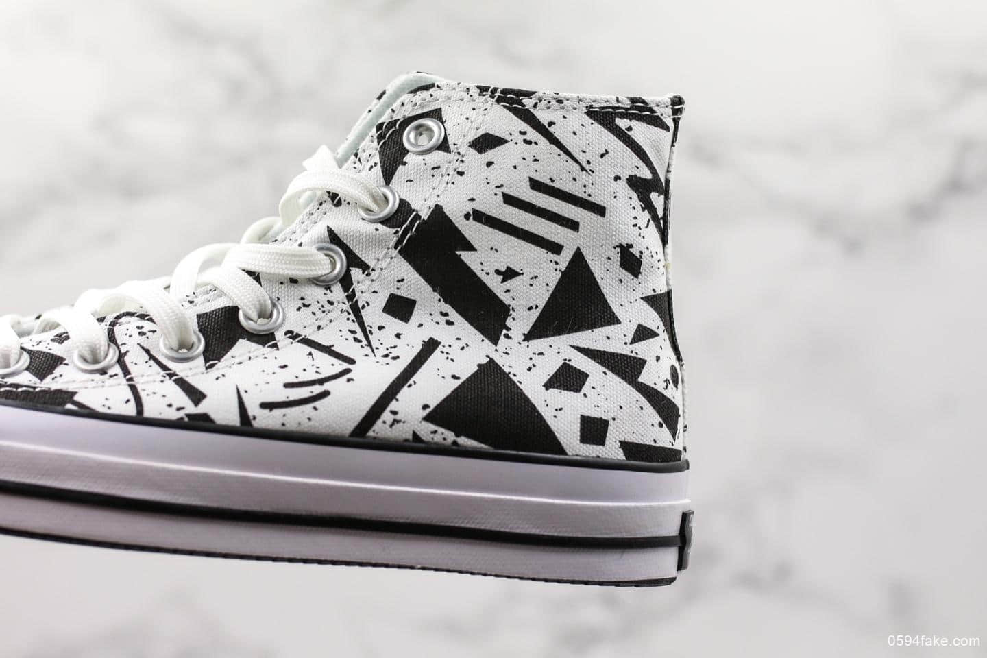 匡威CONVERSE ALL STAR 100 GEOMETRIC HI真标虎扑版本高品质日本三角形彩绘涂鸦周年款高帮帆布鞋 货号:1SC086-87