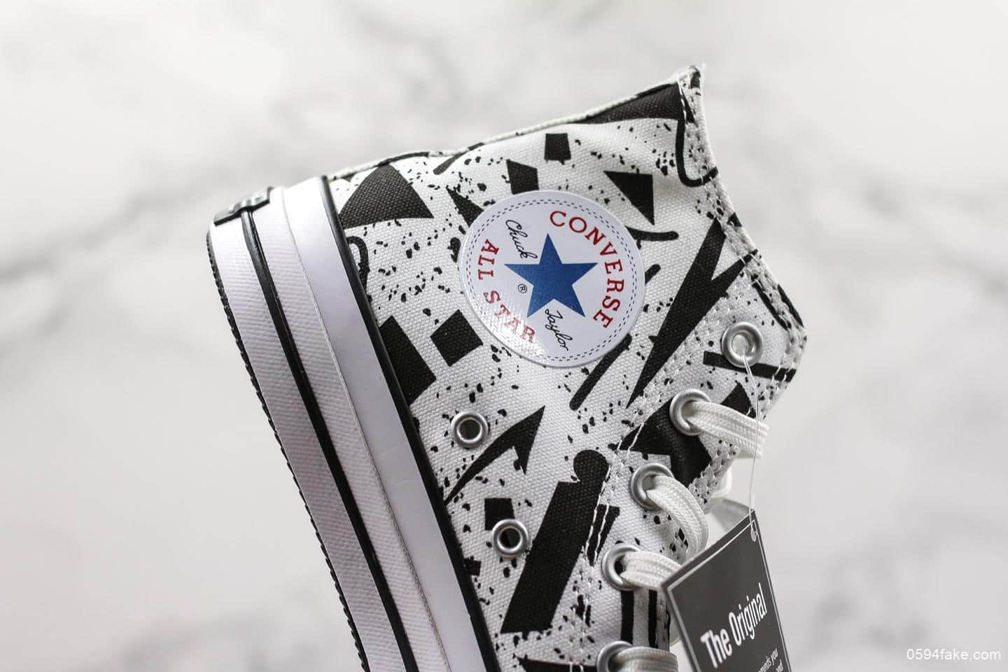 匡威CONVERSE ALL STAR 100 GEOMETRIC HI真标虎扑版本高品质日本三角形彩绘涂鸦周年款高帮帆布鞋 货号:1SC086-87