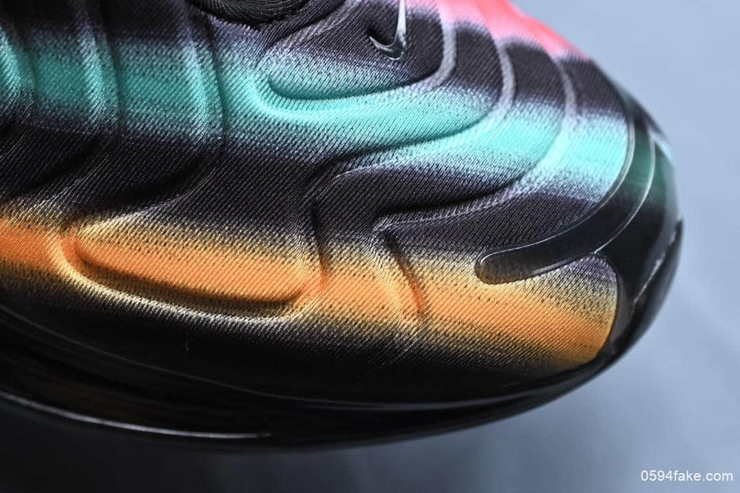 耐克Nike Air Max 720 Black Neon Streaks公司级版本太空大气垫前卫运动慢跑鞋黑极光彩虹条天眼气垫 货号:AO2924-023