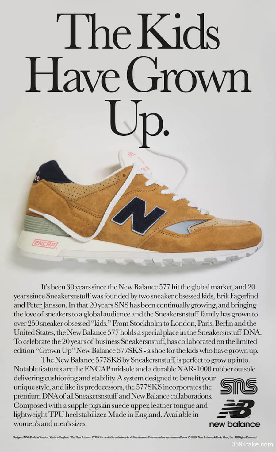庆祝Sneakersnstuff成立二十周年！Sneakersnstuff x New Balance 577即将发售！ 货号：M577SKS