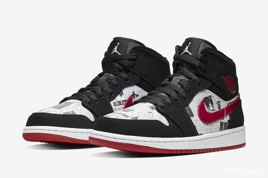 Air Jordan 1 Mid 全新配色曝光！报纸图案个性又复古！ 货号：852542-061