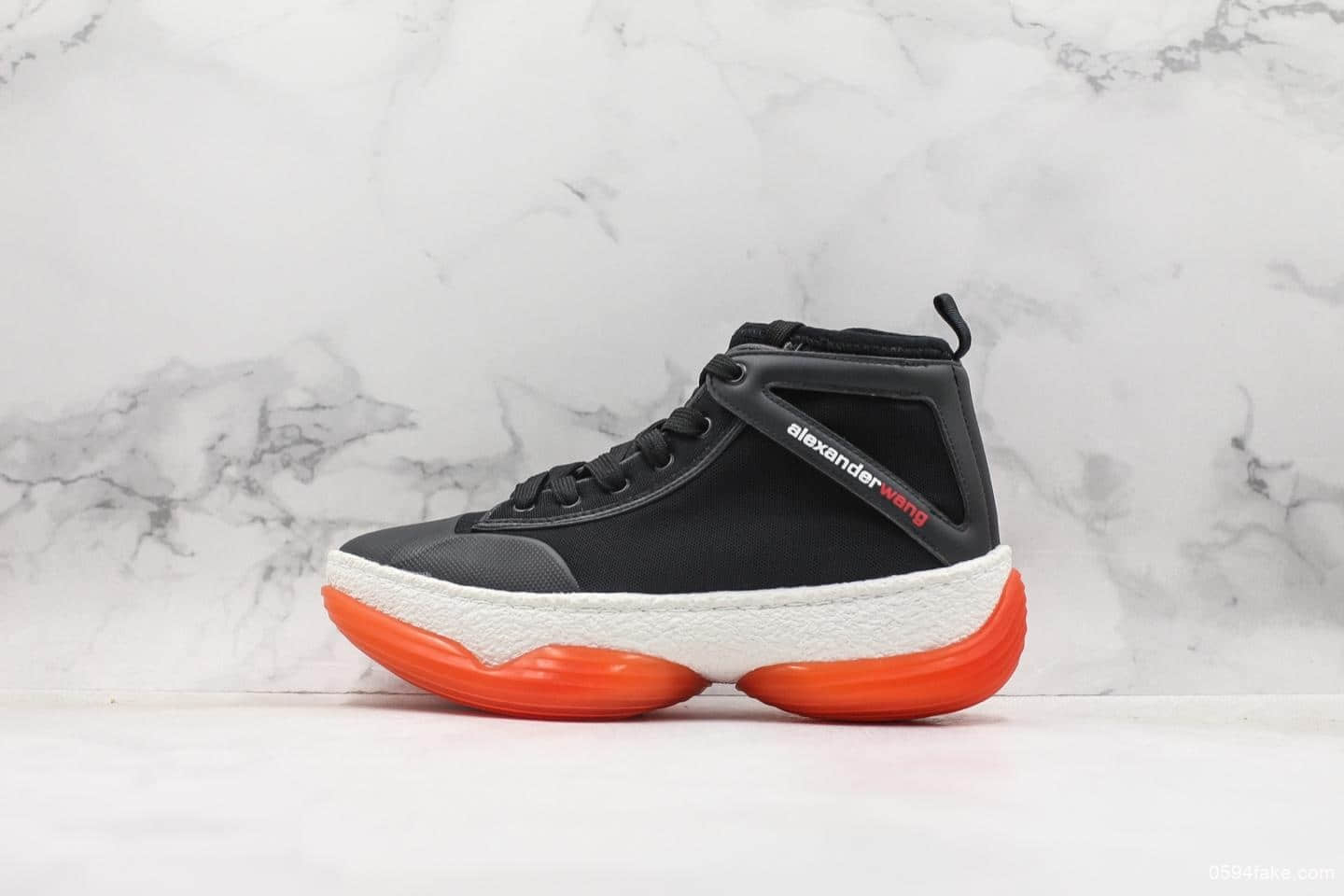 亚历山大·王Alexander Wang A1 Combat Boot黑橙白公司级带半码 松糕厚底老爹风球鞋 货号：3049N0039M