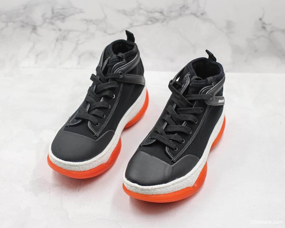亚历山大·王Alexander Wang A1 Combat Boot黑橙白公司级带半码 松糕厚底老爹风球鞋 货号：3049N0039M