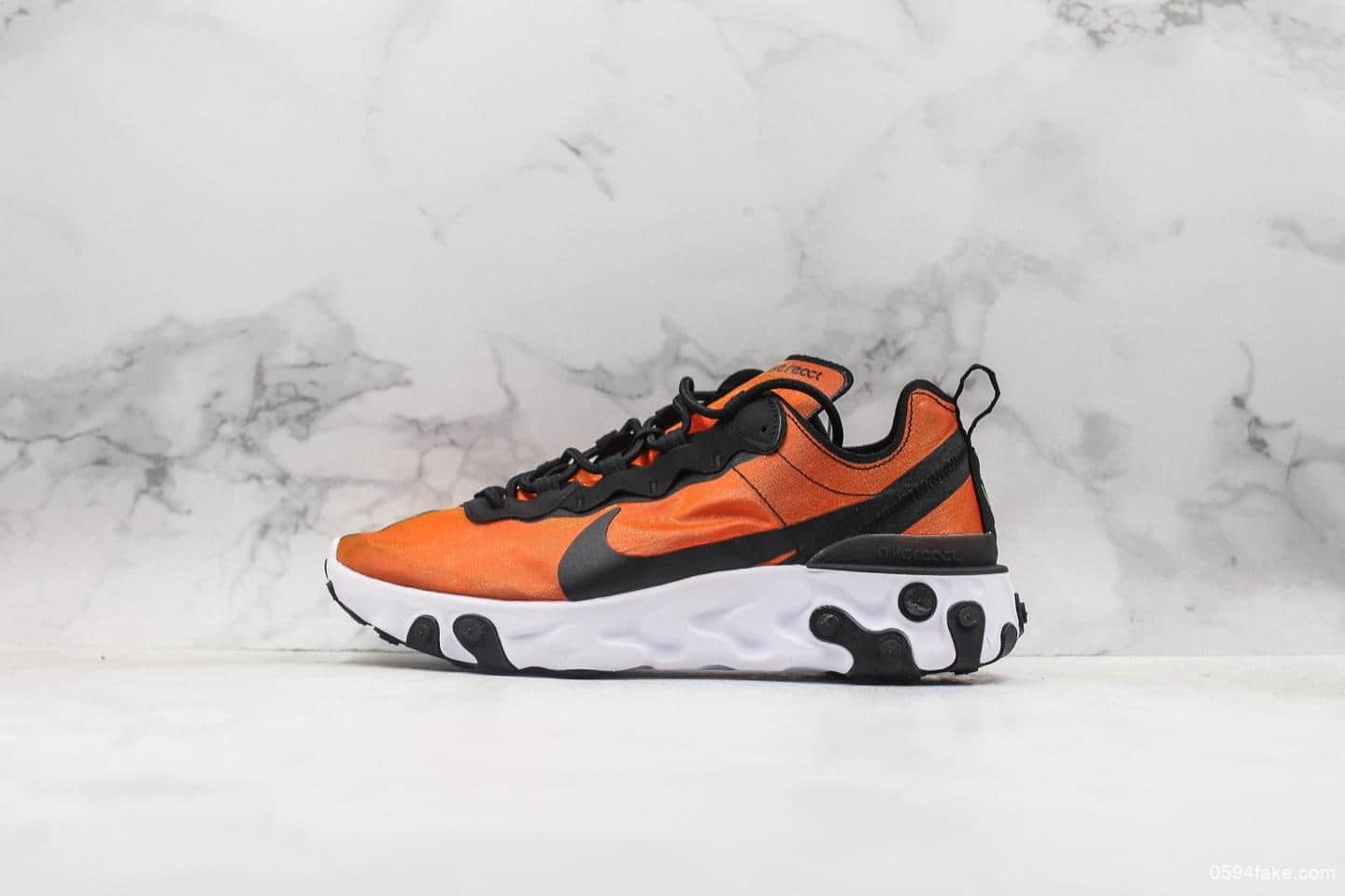 耐克React Element 55 PRM SU19高桥盾联名落叶橘公司级带半码 原厂韩国进口纱网 货号：BQ9241-001