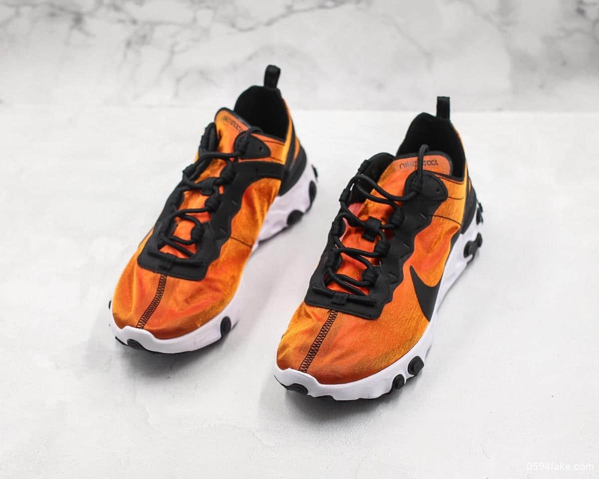 耐克React Element 55 PRM SU19高桥盾联名落叶橘公司级带半码 原厂韩国进口纱网 货号：BQ9241-001