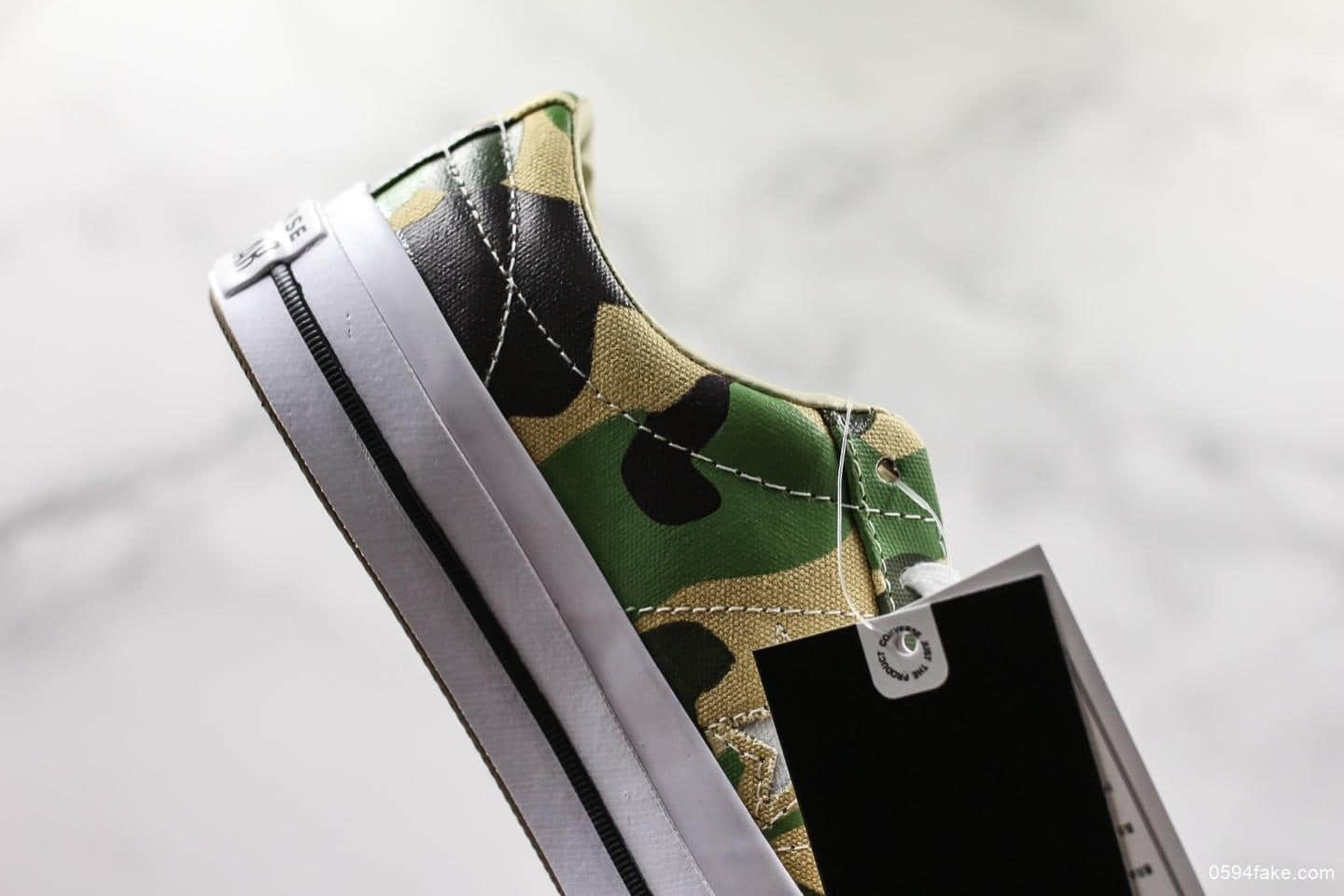 匡威Converse One Star杰克一星木村系列低帮迷彩军绿真标带半码复古硫化板鞋全新黑盒新标 货号:165027C