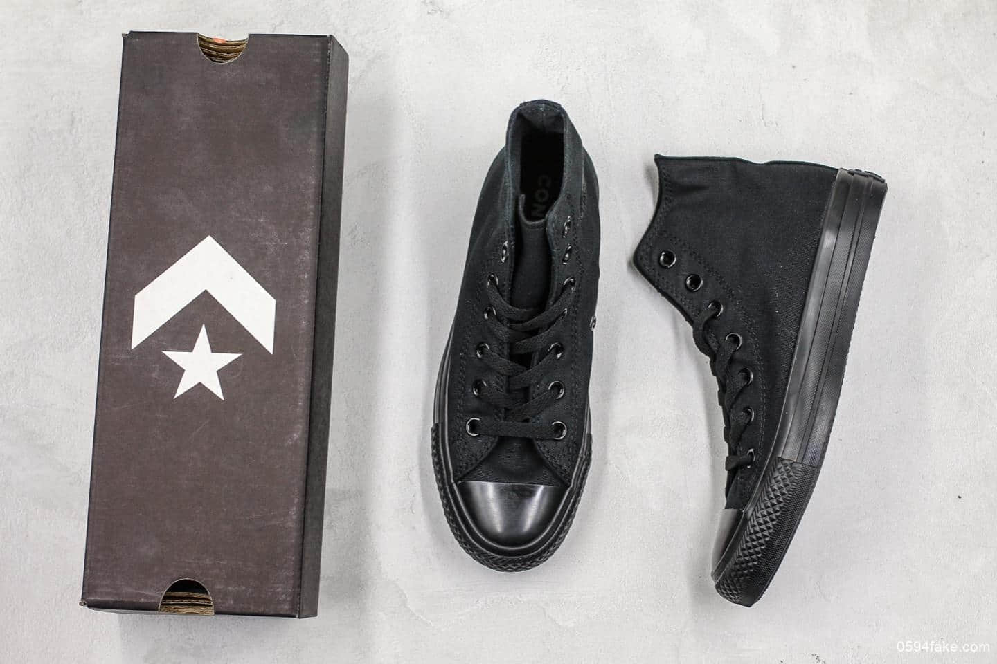 匡威Converse Chuck Taylor All Star Core Hi黑色高帮帆布鞋真标带半码原盒原标原厂硫化楦型 货号:1Z588