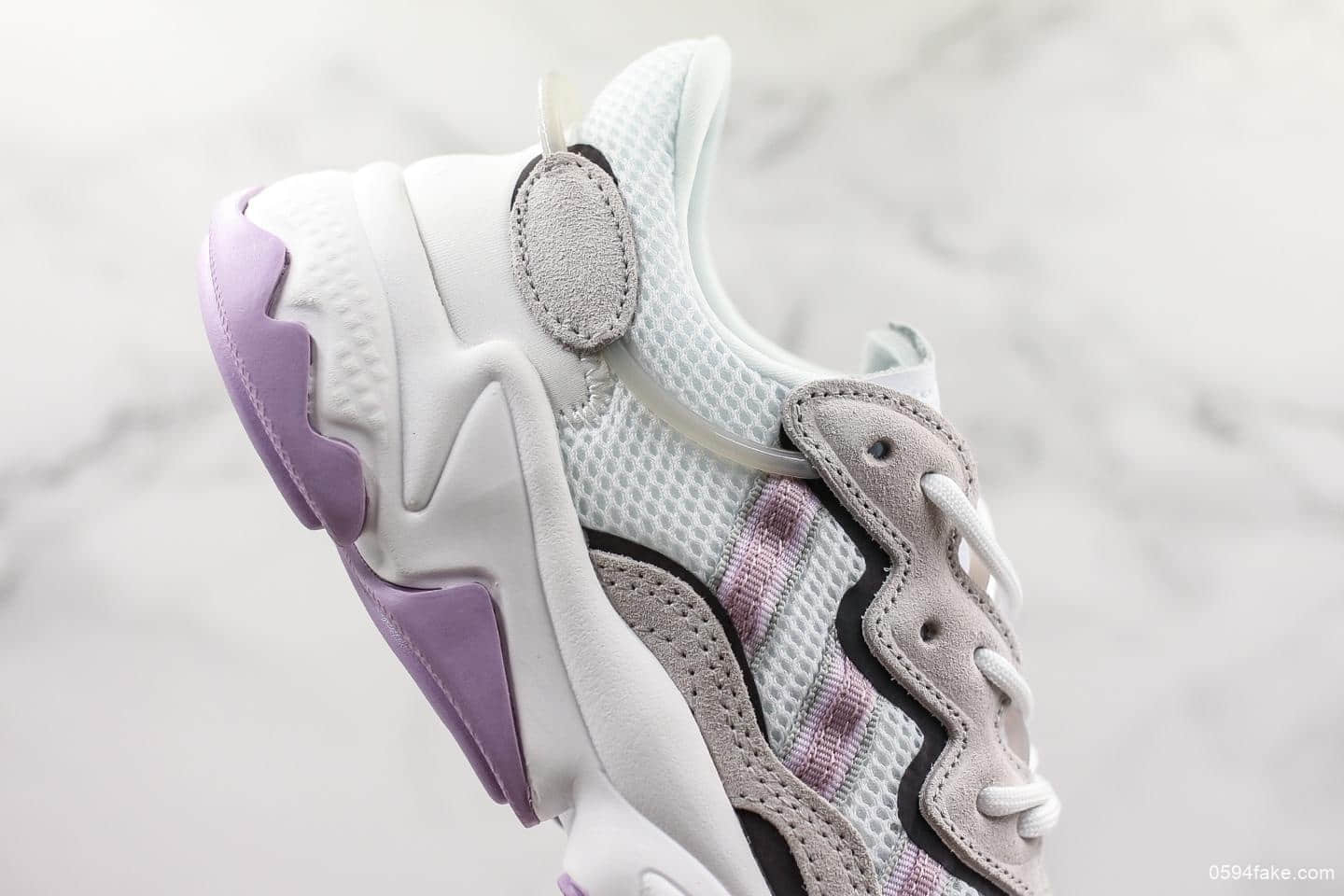 阿迪达斯Adidas Ozweego adiprene紫色真标带半码双层EVA高弹中底+耐磨橡胶外底 货号:EG9204