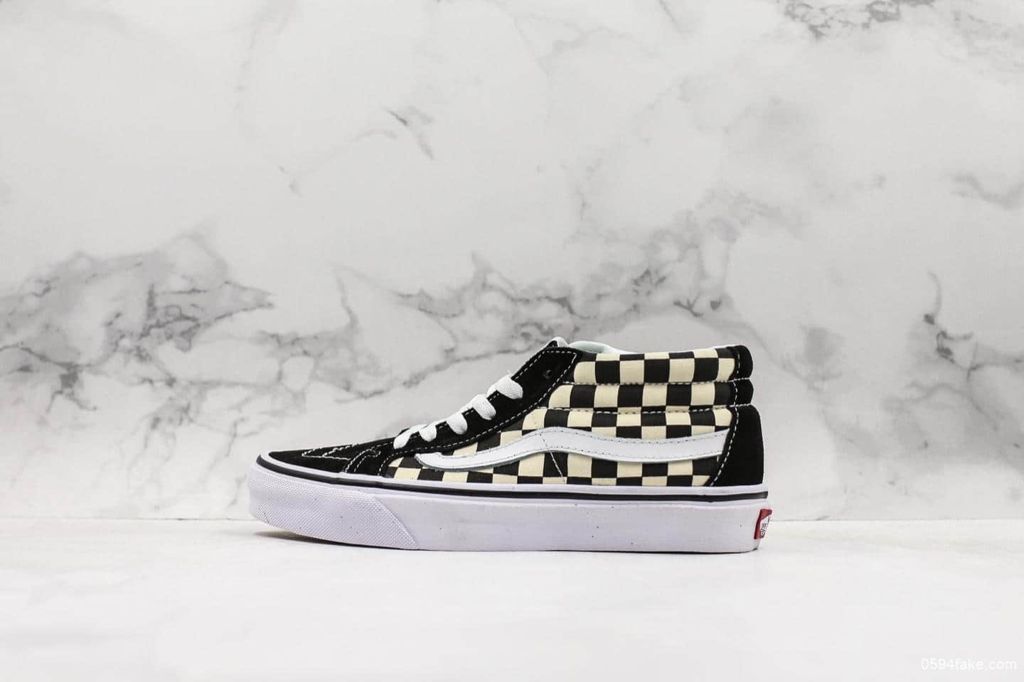 万斯Vans Sk8-Mid中帮棋盘格真标硫化工艺原厂ICC钢印原盒原标 货号:VN0A391FQXH