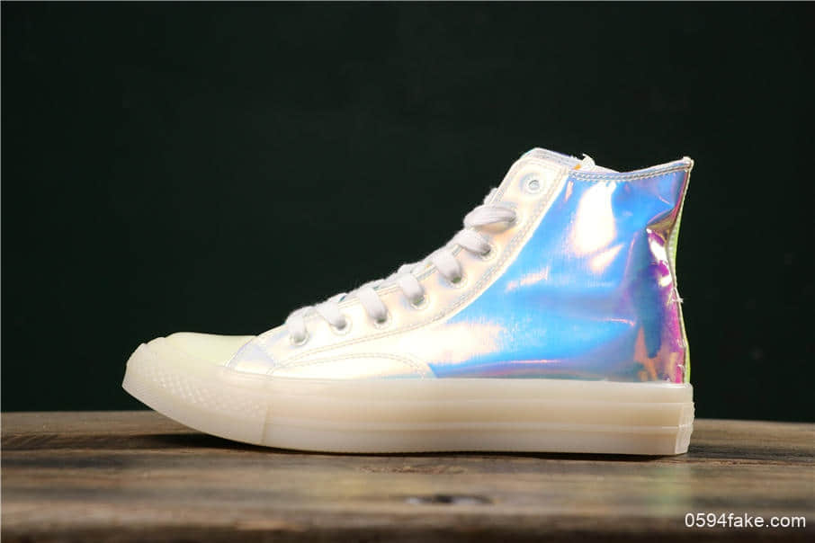 匡威Converse Chuck 70 Translucent Midsole High真标品质经典改良冷硫技术高帮帆布百搭板鞋多彩镜皮面镭射炫彩 货号：163786C
