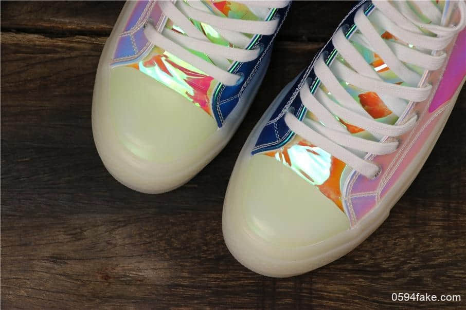 匡威Converse Chuck 70 Translucent Midsole High真标品质经典改良冷硫技术高帮帆布百搭板鞋多彩镜皮面镭射炫彩 货号：163786C