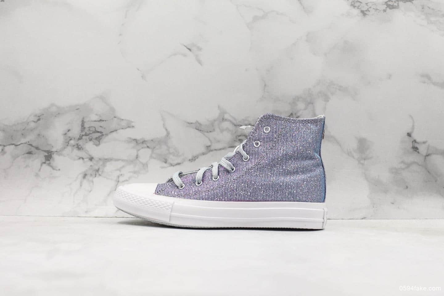 匡威Converse Chuck Taylor All Star满天星闪光渐变鞋面高帮休闲鞋真标蓝底高品质 货号：564910C