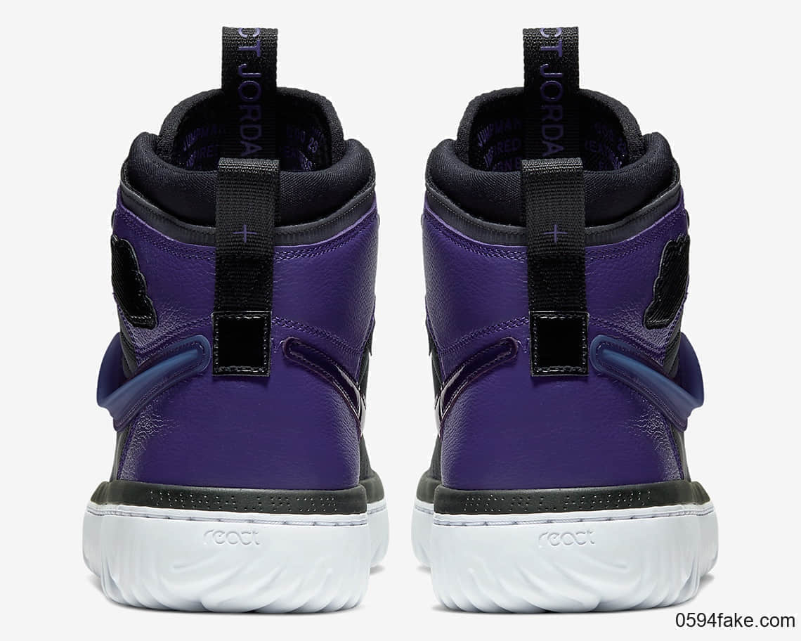 经典黑紫配色！这双Air Jordan 1 React你会入手吗？ 货号：AR5321-005