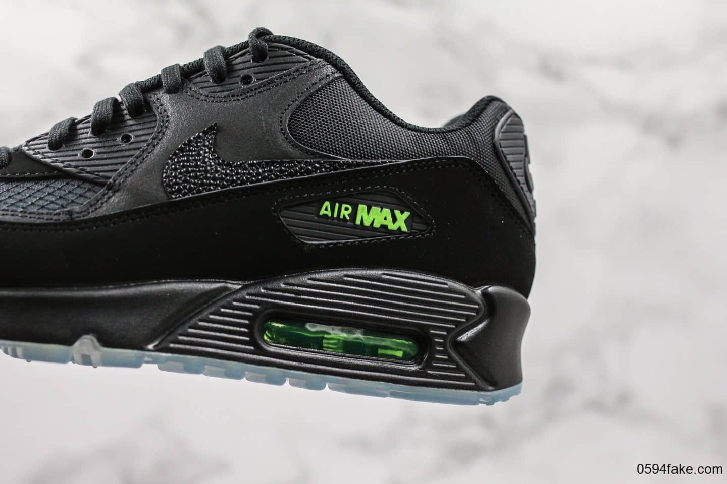 耐克Nike Wmns Air Max 90 SE“Day teal tint”黑绿复古气垫运动慢跑鞋公司级带半码 正确Air气垫+PU高弹大底 货号：AQ6101-001