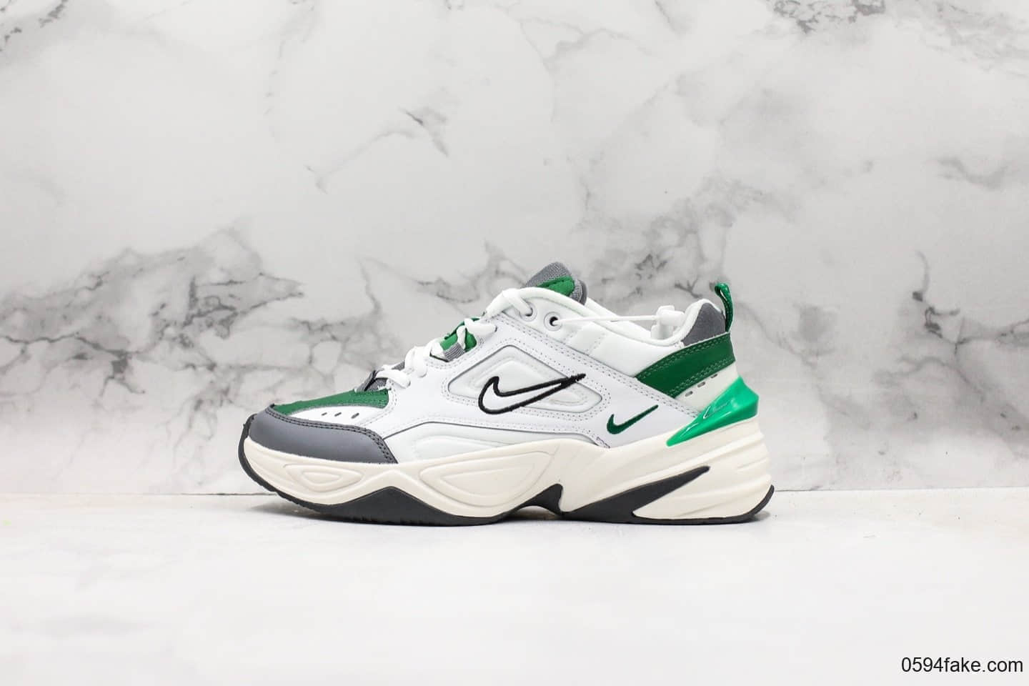 耐克Nike Air Monarch the M2K Tekno白灰绿M2K老爹鞋复古休闲运动鞋真标带半码 原厂模具开发 货号：AV4789-009