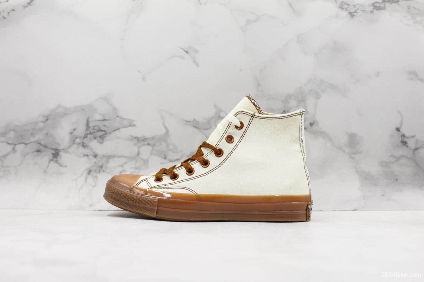 匡威CONVERSE 1906 CHUCK 70 HI焦糖米白帆布鞋真标高品质全新配色原厂牛津大底牛津围条正确PU蓝底 货号:155498C