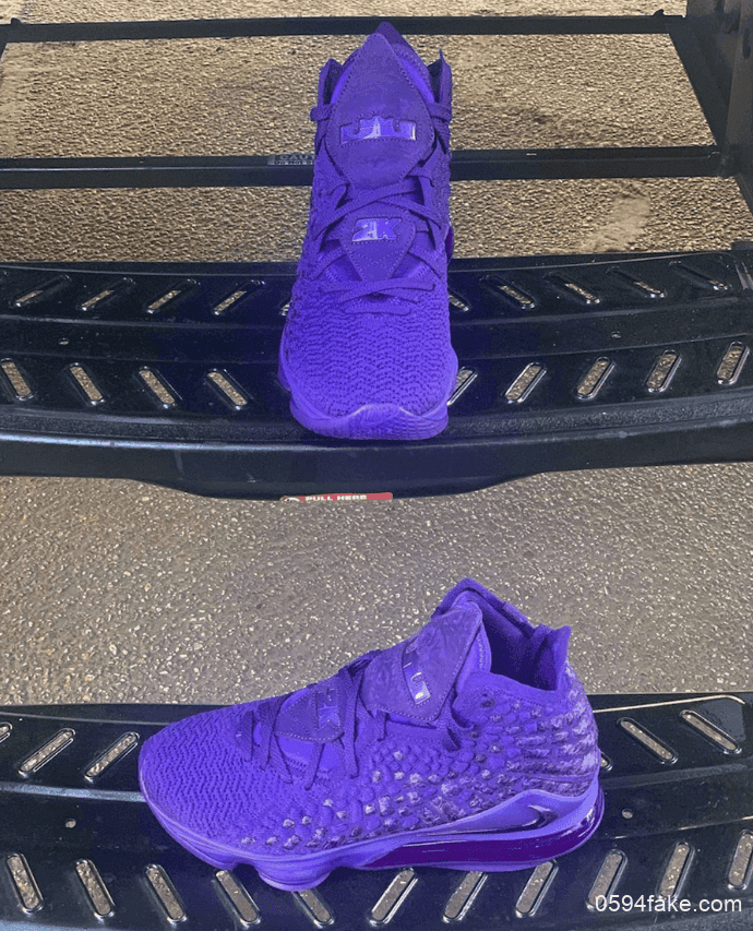 詹姆斯晒出特殊的2K配色的LeBron 17实物图!这个紫色太迷幻了!