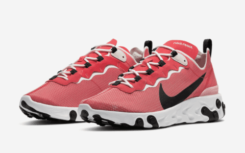 鲑鱼粉配色！这双Nike React Element 55有点温柔！ 货号：CI3831-800