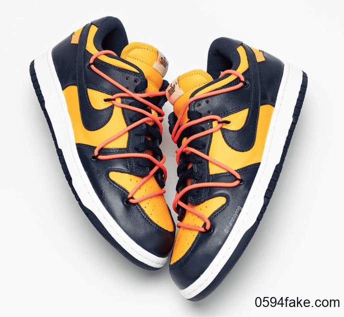 黄蓝Off-White x Nike Dunk Low实物图释出！是心动的感觉没错了！ 货号：CT0856-700