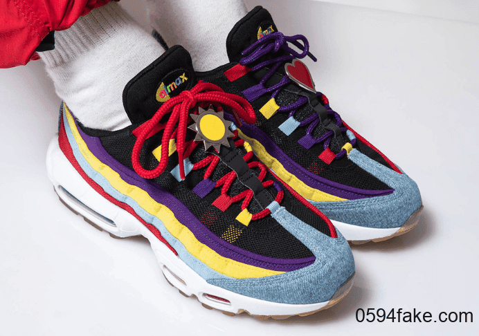 彩色条纹+太阳花装扮!元气满满童趣十足!全新Nike Air Max 95上脚图曝光! 货号:CK5669-400