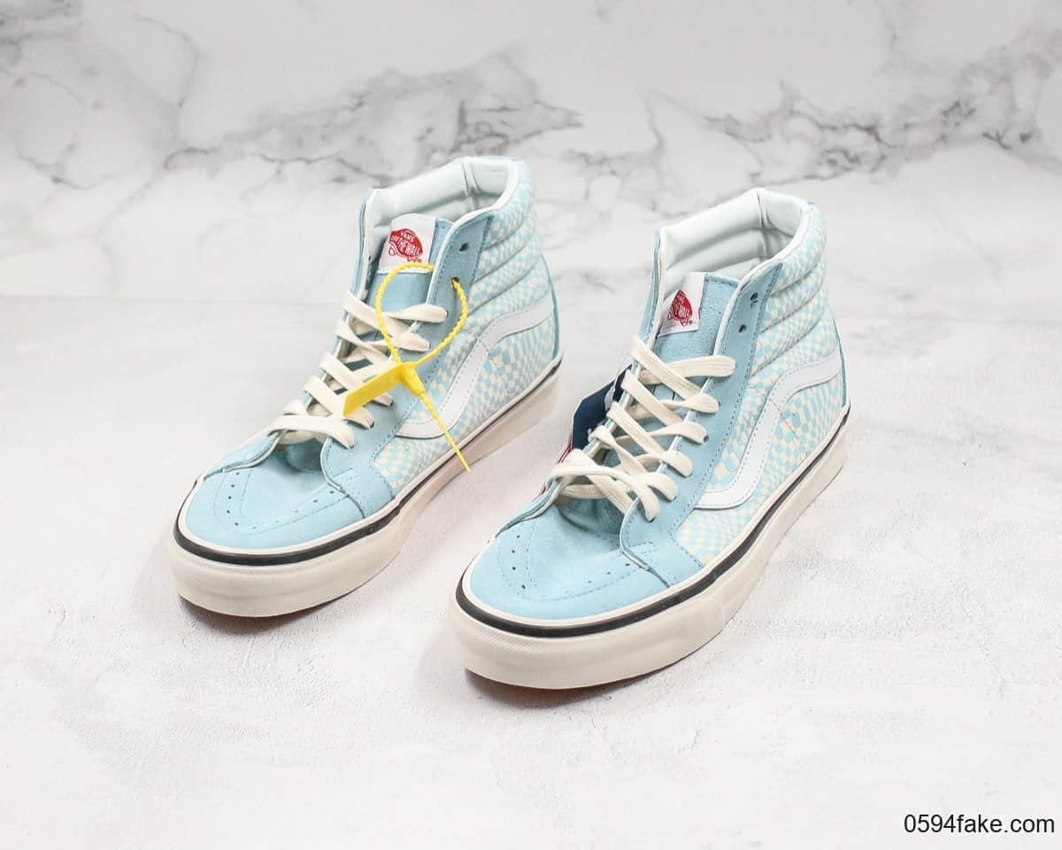 万斯Vans Sk8-Hi 38DX高帮硫化板鞋天蓝马赛克公司级带半码顶级原厂硫化精细做工原鞋开模