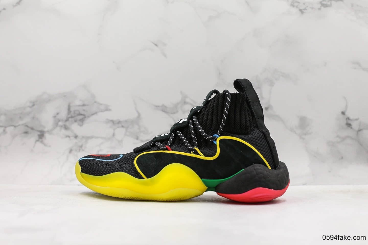 阿迪达斯Pharrell × Adidas Originals Crazy BYW纯原版本菲董联名款天足袜套式休闲运动鞋原厂中底爆米花区别市面通货版本 货号：G27805