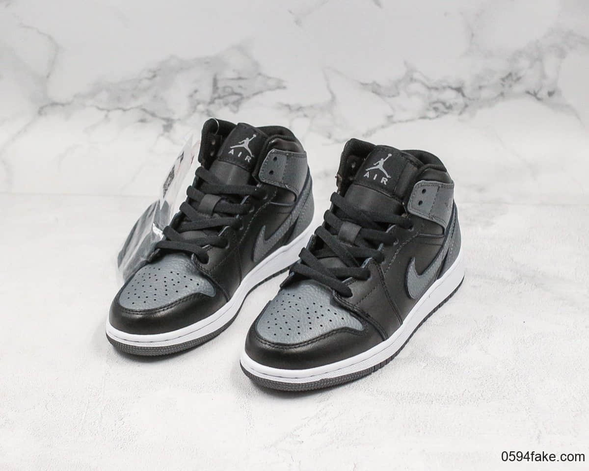 乔丹Air Jordan 1 mid实战篮球鞋中帮AJ1影子灰纯原带半码原厂渠道全新批次定制皮料 货号:554725-041
