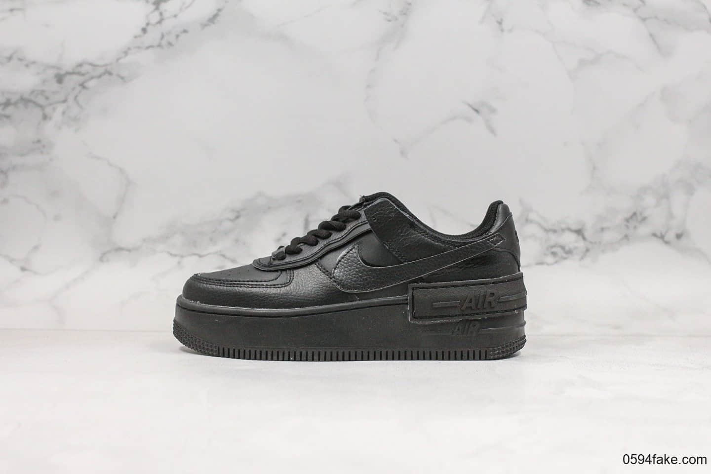 耐克Nike AF1 Shadow低帮空军一号马卡龙影子黑色纯原版本女子休闲运动板鞋加大中底内置气垫 货号:CI0919-001