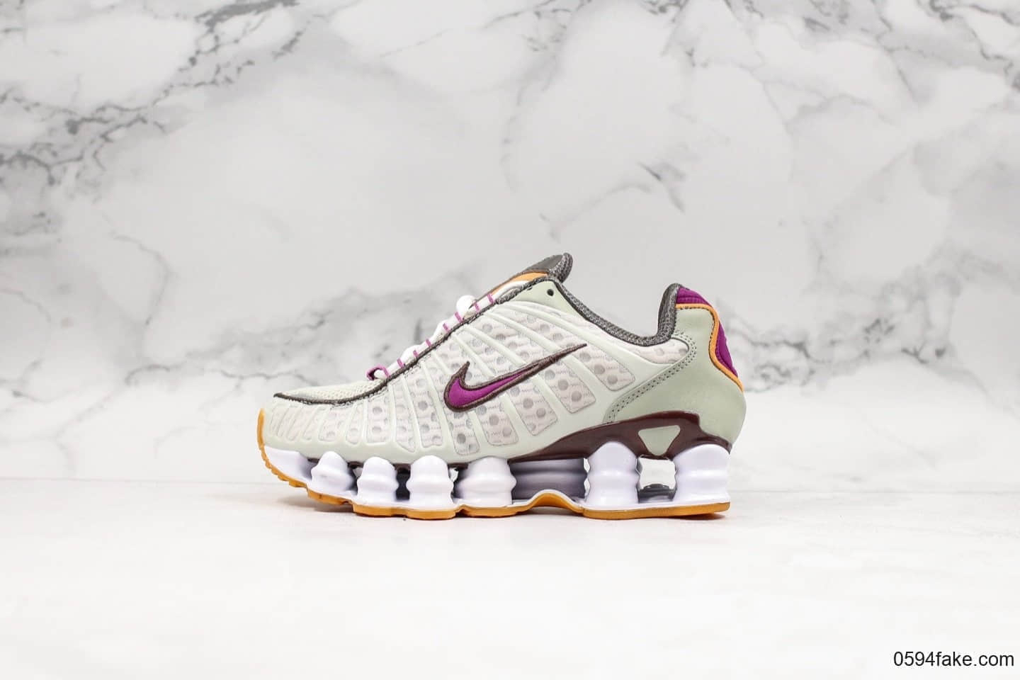 耐克Nike Shox TL气柱弹簧鞋休闲跑鞋灰粉色公司级带半码独立开发气柱鞋膜提供出色缓震性能 货号:CI7691-100