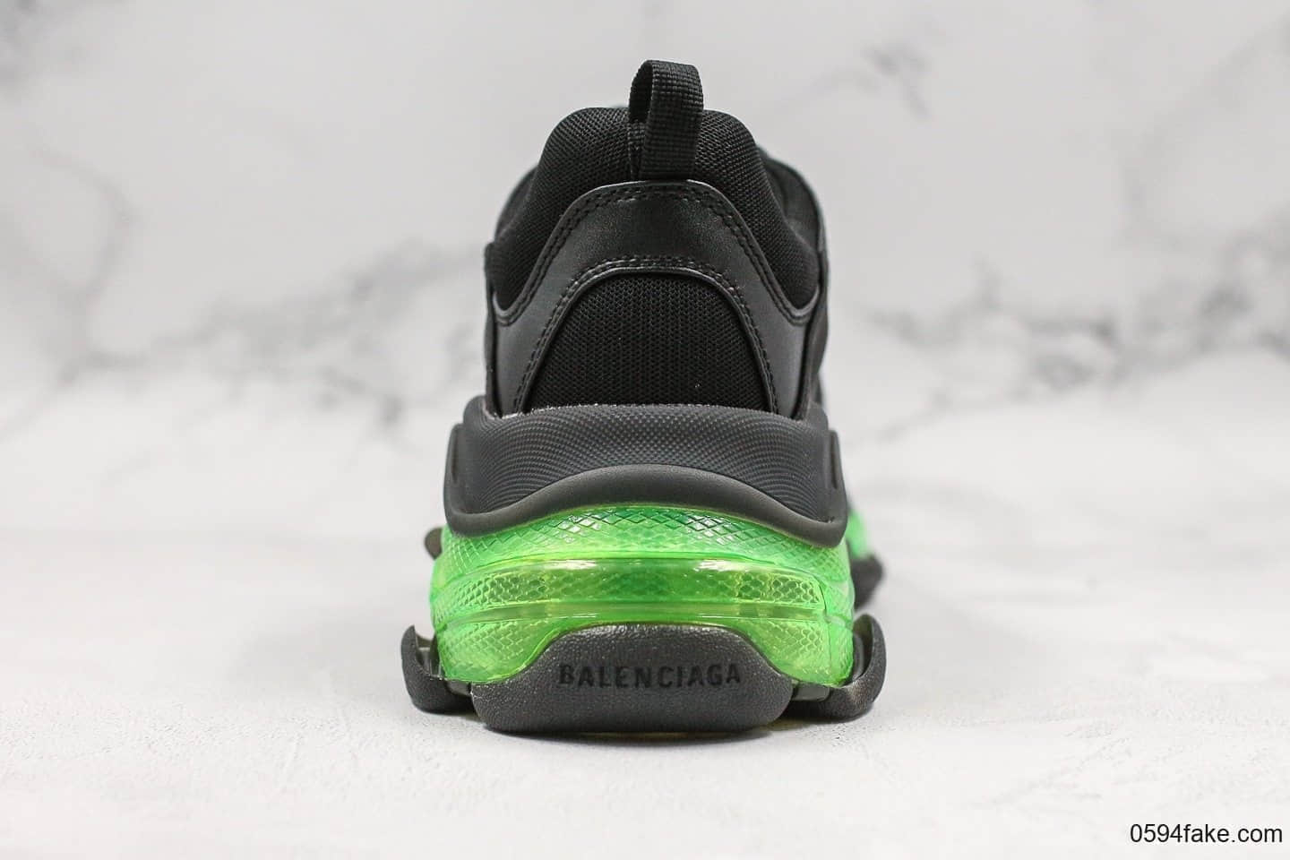 巴黎世家Balenciaga Triple S黑绿配色纯原气垫版本原厂皮料水洗做旧TPU软底顶级刺绣巴黎世家老爹鞋
