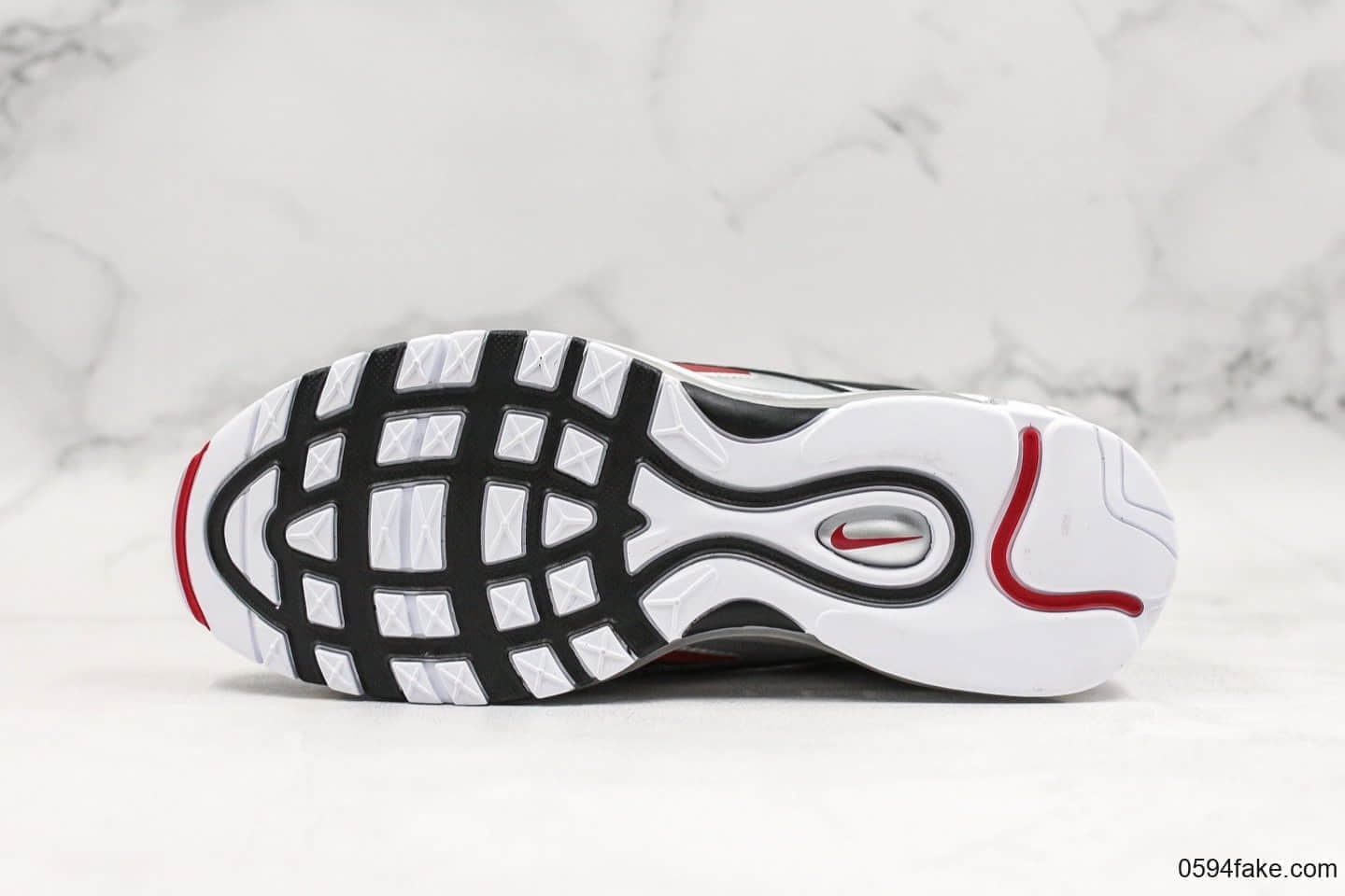 耐克Nike Air Max 97 QS Metallic Pack纯原版本重金属复古气垫百搭休闲运动慢跑鞋银黑红子弹男女鞋最高品质正确细节版本 货号：AT5458-001