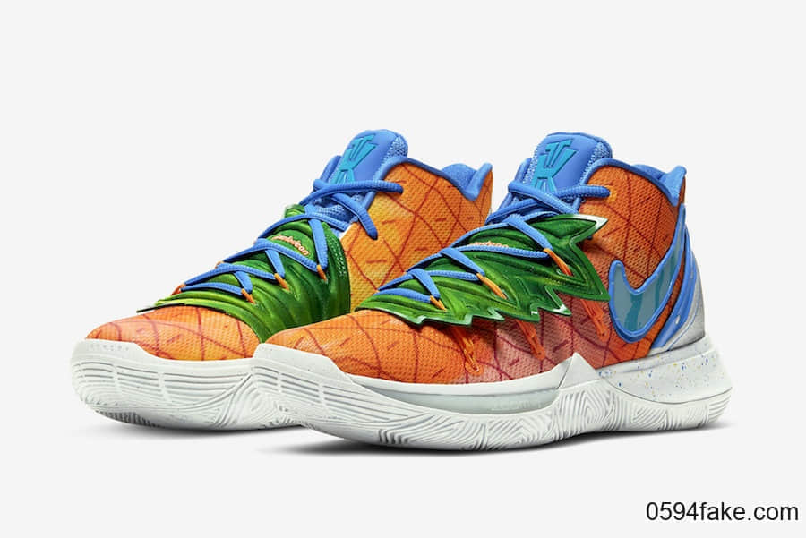 《海绵宝宝》 x Nike Kyrie 5“菠萝屋”配色释出官图！ 货号：CJ6951-800
