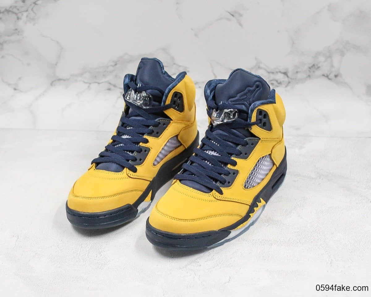 乔丹Air Jordan 5 Inspire密歇根大学黄蓝配色AJ5市面唯一正确版本进口顶级麂皮材质原盒原标原鞋开模实战篮球鞋 货号:CQ9541-704