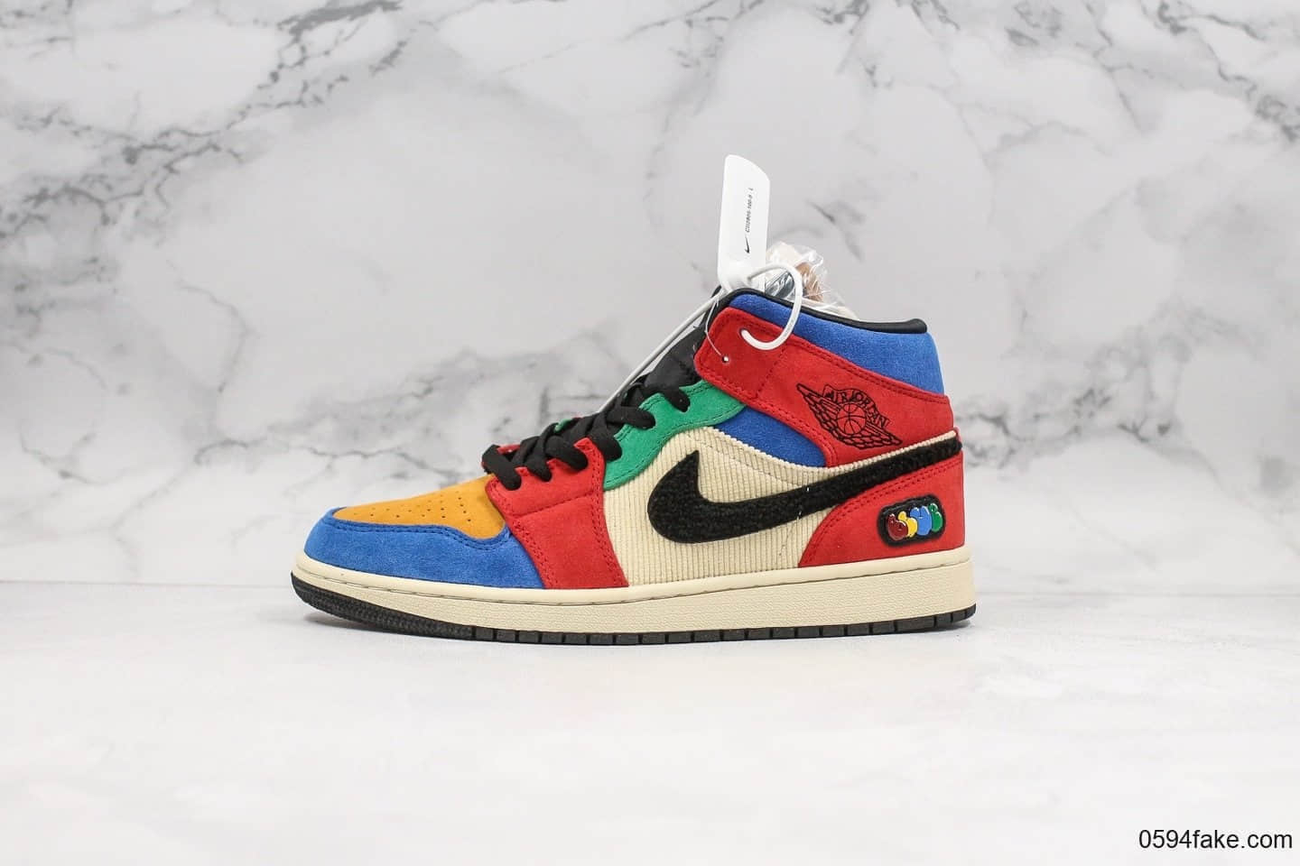乔丹Air Jordan 1 Mid x Blue The Great纯原版本洛杉矶艺术家联名款多彩拼接AJ1篮球鞋内置气垫细节完美原档案开发打造 货号：CU2805-100