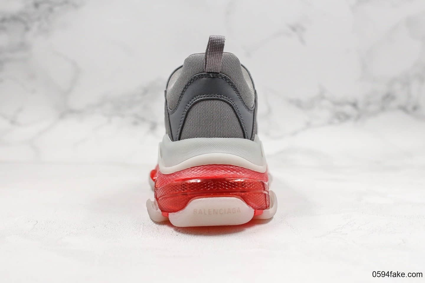 巴黎世家Balenciaga Triple S纯原版本气垫老爹鞋灰红全新配色正确侧边TPU透气孔TPU软底原档案数据开发