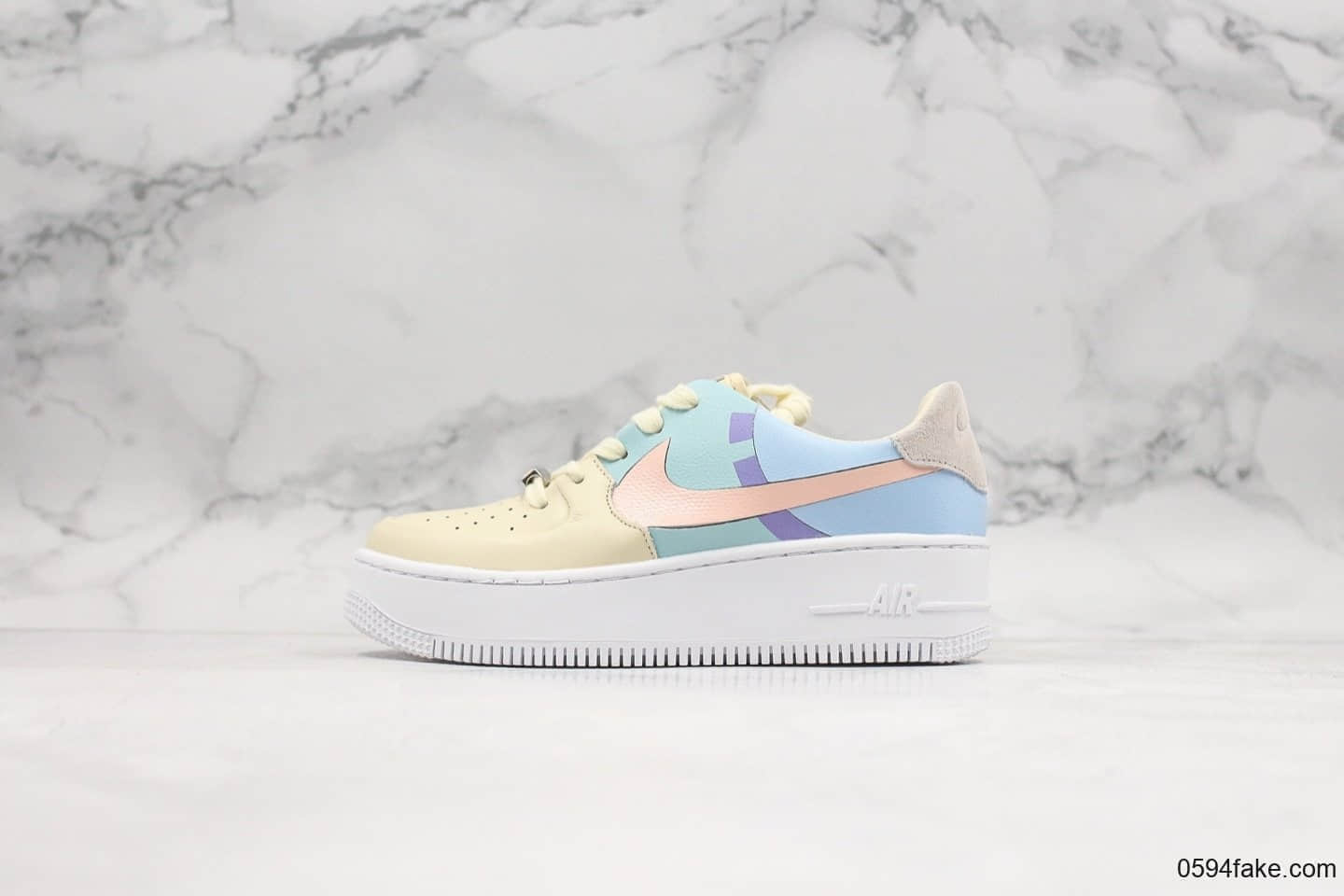 耐克Nike Air Force 1 Shadow纯原版本女子空军一号篮球场涂鸦元素厚底增高鞋糖果拼接内置气垫 货号:BV1976-002