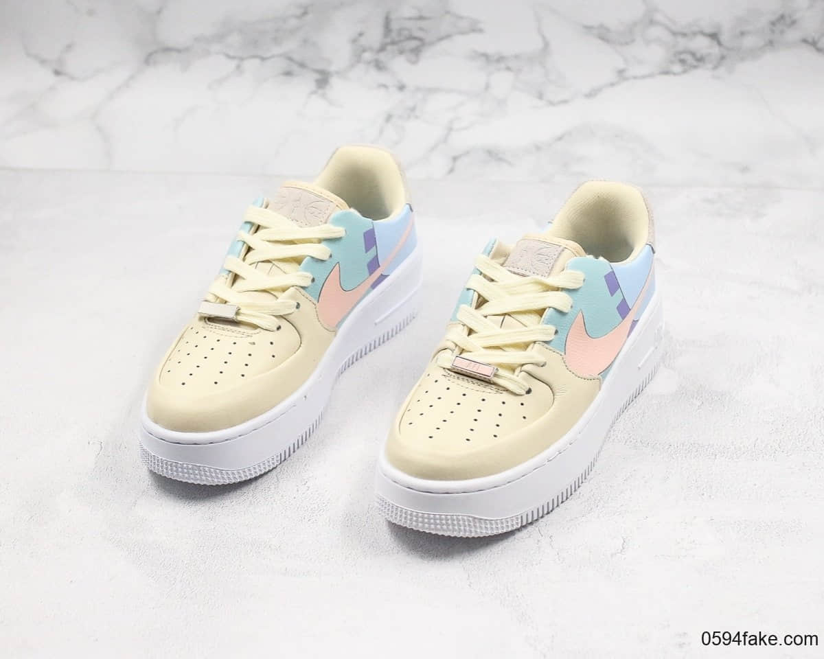 耐克Nike Air Force 1 Shadow纯原版本女子空军一号篮球场涂鸦元素厚底增高鞋糖果拼接内置气垫 货号:BV1976-002