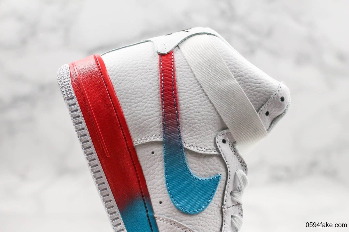 耐克Nike Air Force 1 Mid 07 LV8 解构简版AF1板鞋“彩虹渐变”公司级带半码原厂头层皮料电脑冲孔 货号：CJ0525-100