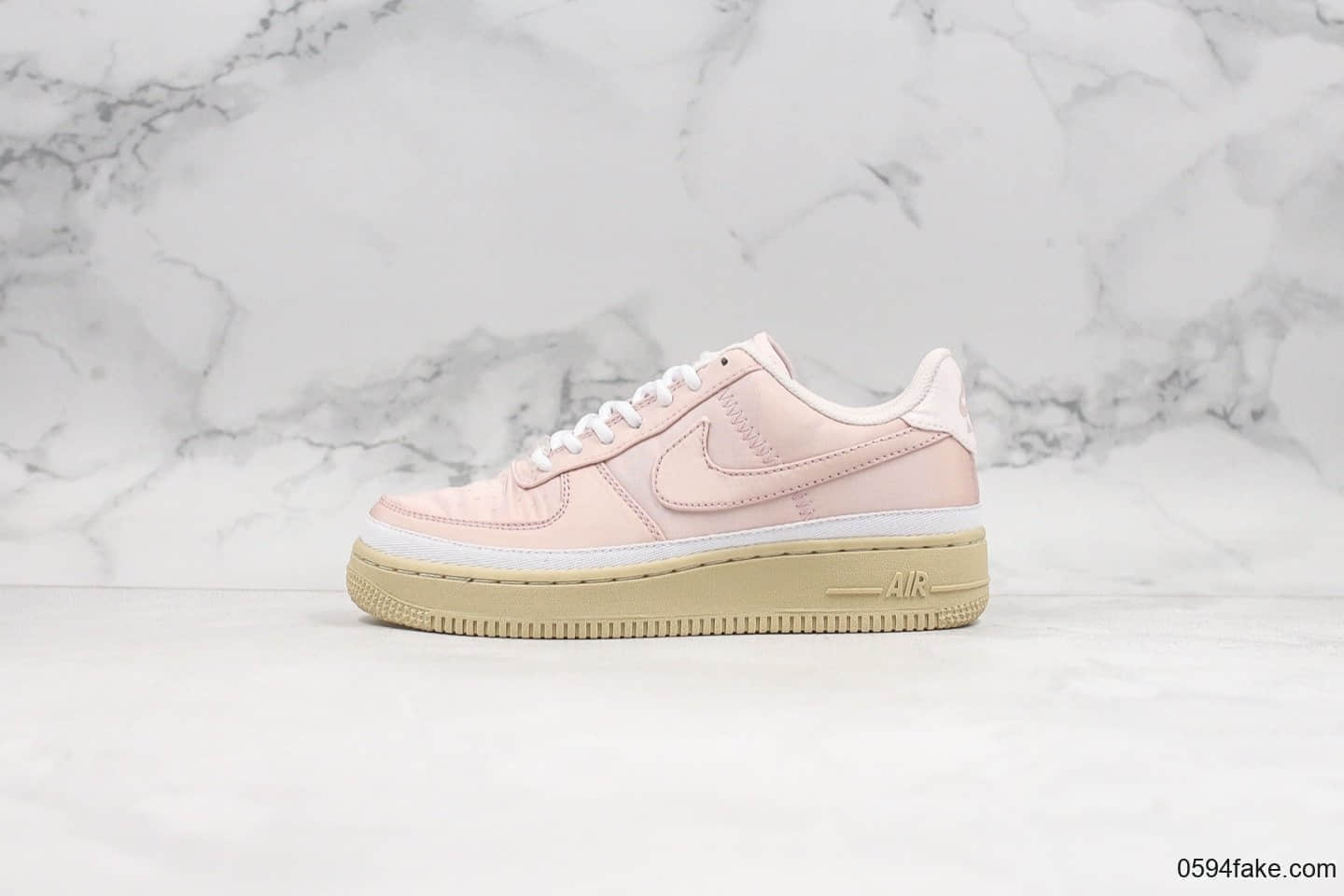 耐克Nike Air Force 1 07 SE纯原版本低帮空军丝绸樱花粉内置全掌气垫全新鞋面材质区别市面通货版本 货号:AA0287-604